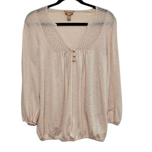 Ella Moss 100% Cashmere-Cotton Peasant Sweater Fairy Boho Top — Women’s Size M